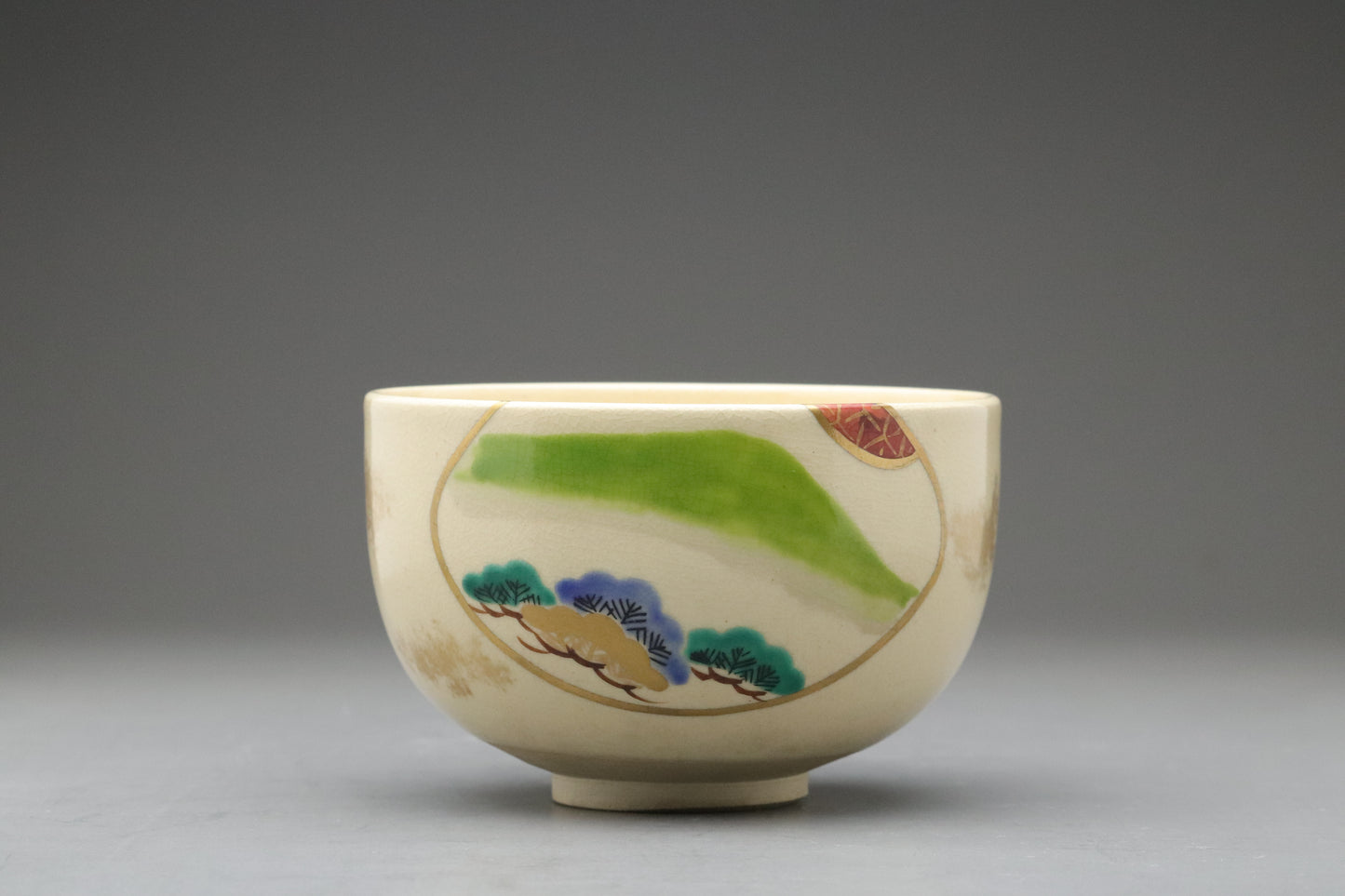 Japanese Matcha Chawan w/ Hand-Painted Design | Authentic Kyo Ware Tea Bowl for Traditional Tea Ceremony | Japanese Artful & Unique Gift for