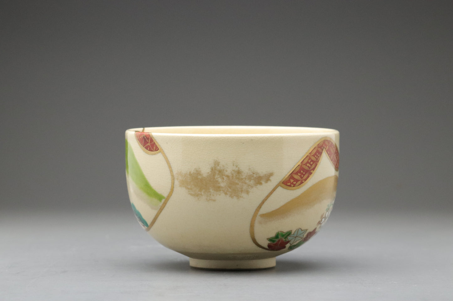 Japanese Matcha Chawan w/ Hand-Painted Design | Authentic Kyo Ware Tea Bowl for Traditional Tea Ceremony | Japanese Artful & Unique Gift for