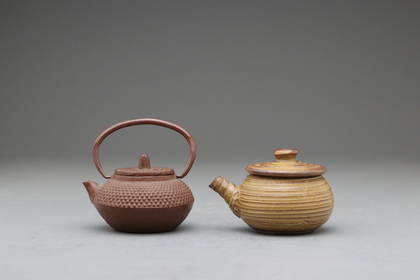 Miniature Japanese Cast Iron Tetsubin Ceramic Kyusu Teapots Set｜Authentic Antique Dollhouse Decor Accessory｜Tiny Collectible Wabi Sabi Art