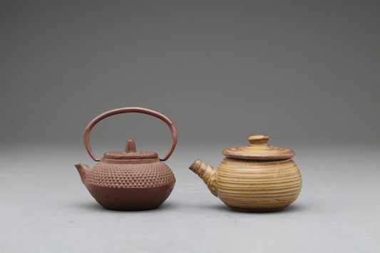 Miniature Japanese Cast Iron Tetsubin Ceramic Kyusu Teapots Set｜Authentic Antique Dollhouse Decor Accessory｜Tiny Collectible Wabi Sabi Art