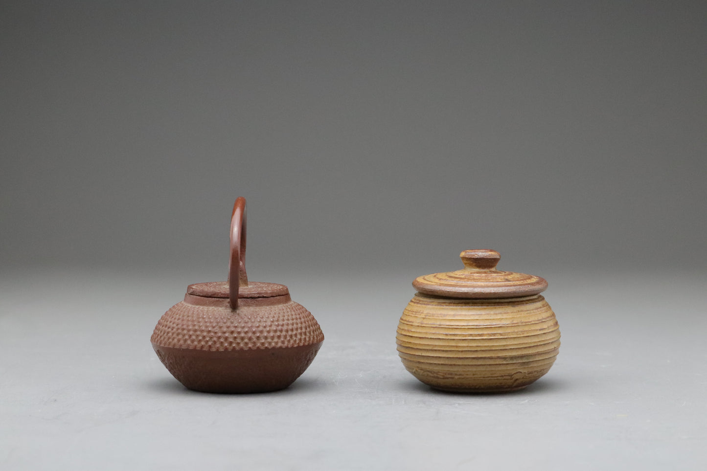 Miniature Japanese Cast Iron Tetsubin Ceramic Kyusu Teapots Set｜Authentic Antique Dollhouse Decor Accessory｜Tiny Collectible Wabi Sabi Art