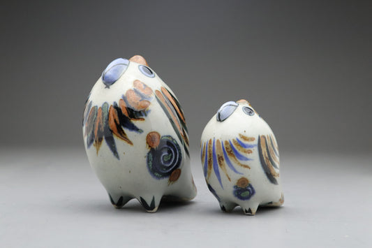 Vintage Tonala Bird | El Palomar Mexico Pottery | Set of 2 | Hand Painted Ceramic | Mexico Folk Art | Studio Pottery | Animal Statue | Gifts