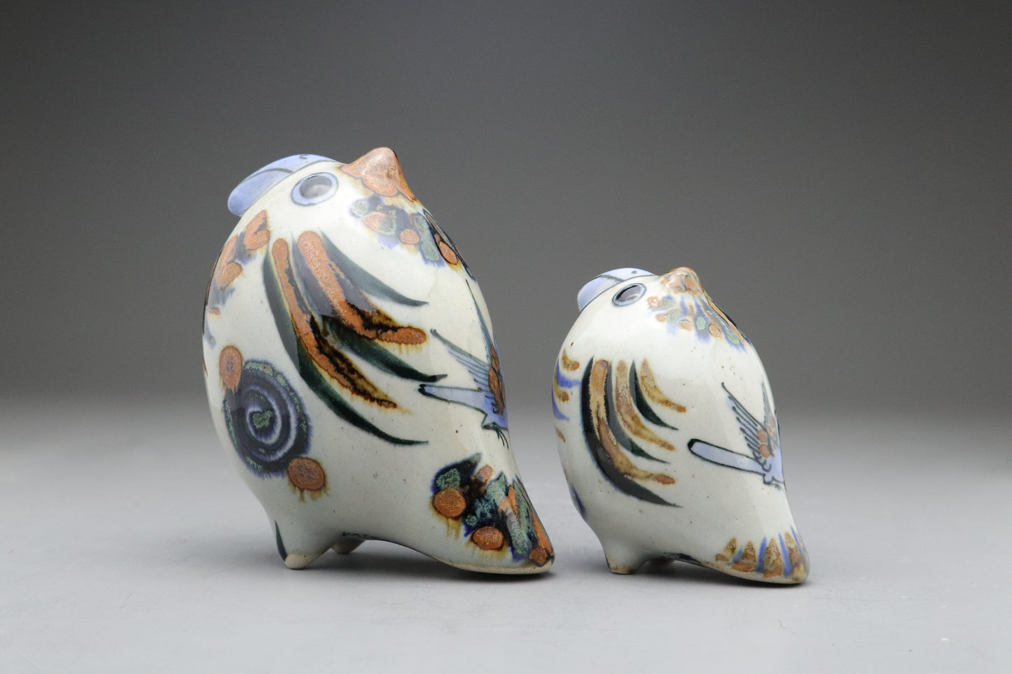 Vintage Tonala Bird | El Palomar Mexico Pottery | Set of 2 | Hand Painted Ceramic | Mexico Folk Art | Studio Pottery | Animal Statue | Gifts