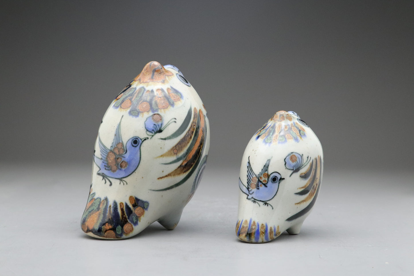 Vintage Tonala Bird | El Palomar Mexico Pottery | Set of 2 | Hand Painted Ceramic | Mexico Folk Art | Studio Pottery | Animal Statue | Gifts