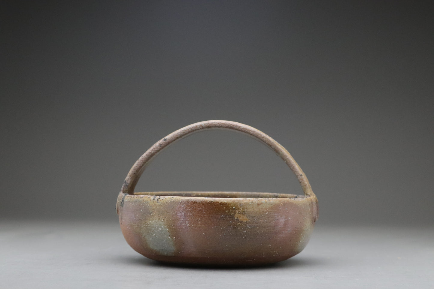 Bizen Ware Pottery | Japanese Handled Flower Basket | Wabi Sabi Ikebana Vase | Rustic Wood Fired Ceramic | Stoneware Zen Art Home Decor Gift