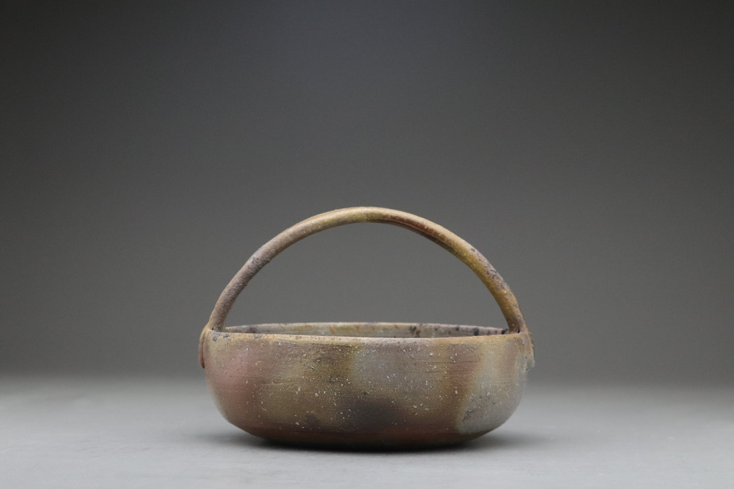 Bizen Ware Pottery | Japanese Handled Flower Basket | Wabi Sabi Ikebana Vase | Rustic Wood Fired Ceramic | Stoneware Zen Art Home Decor Gift
