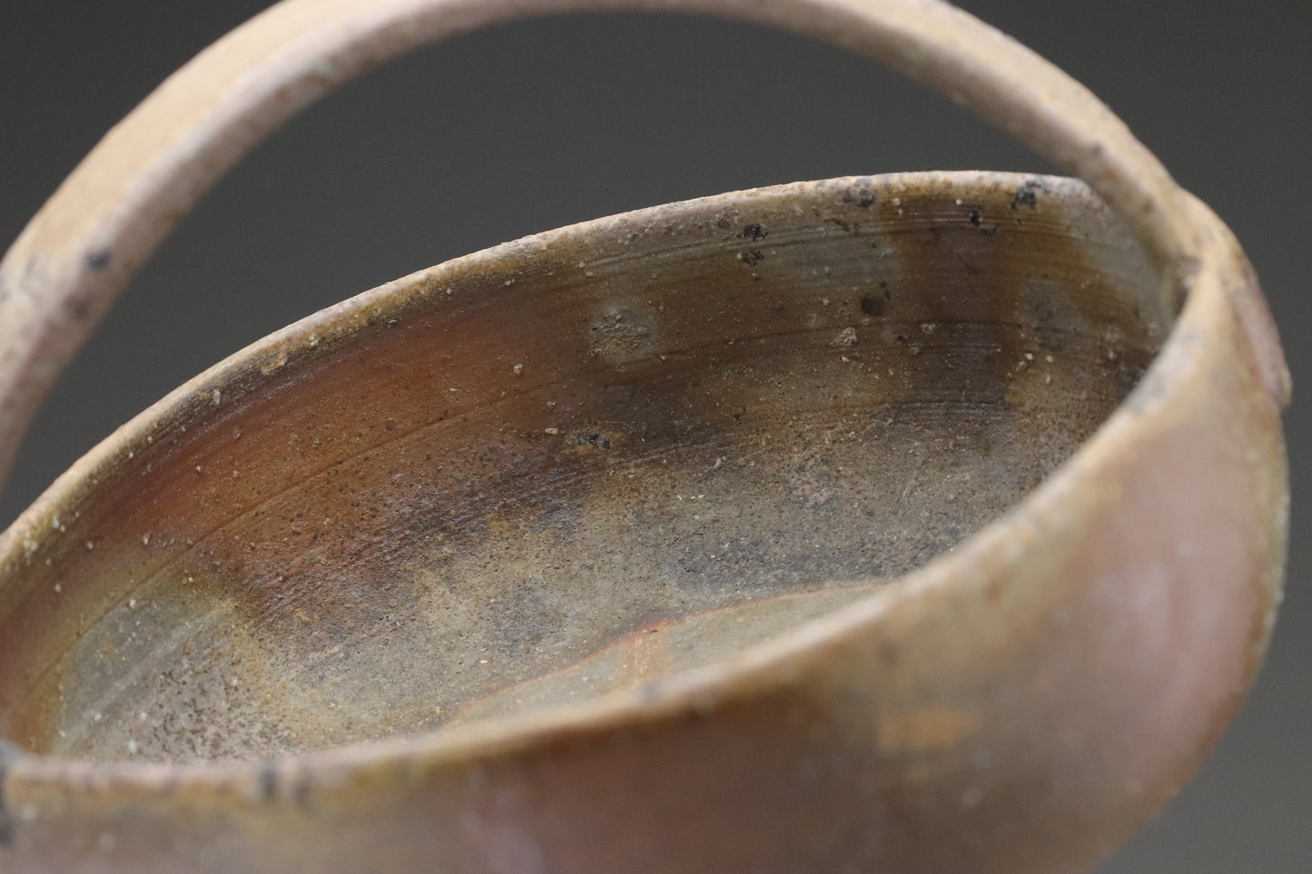 Bizen Ware Pottery | Japanese Handled Flower Basket | Wabi Sabi Ikebana Vase | Rustic Wood Fired Ceramic | Stoneware Zen Art Home Decor Gift