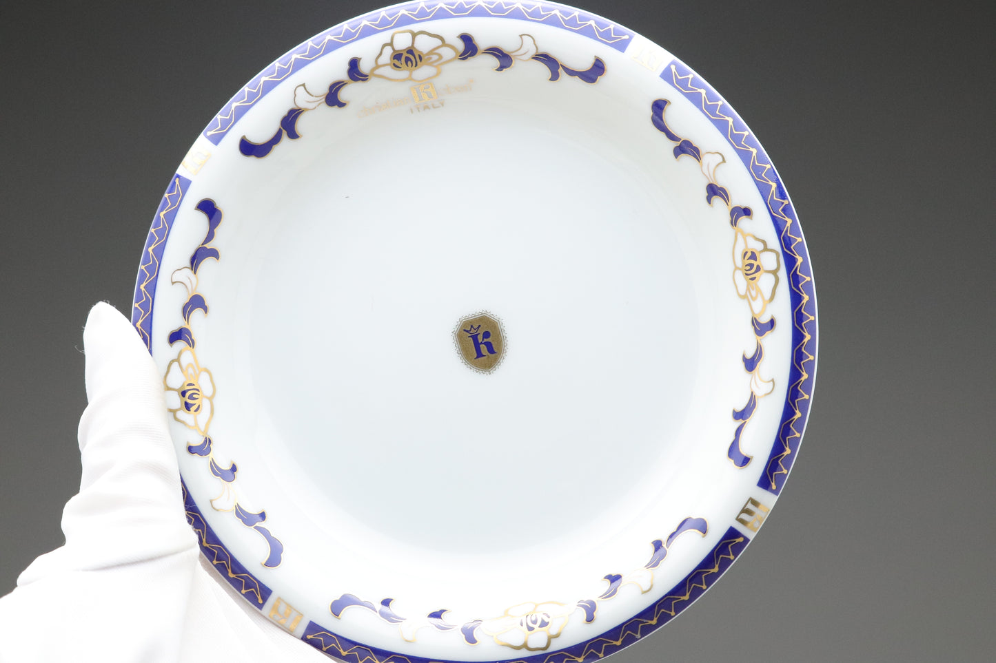 Christian Koban Italy | Tea Cup and Saucer Set of 2 | Navy Blue and Gold | Vintage Italian Porcelain | Floral Coffee Mug | Wedding Gift Idea