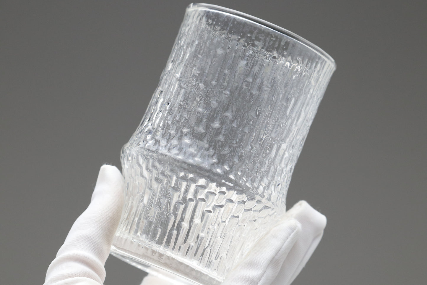 Vintage HOYA Glassware | Textured Clear Crystal Tumbler | Mid Century Modern Bark Glass | Japanese Highball | Retro Water Cup Barware 1pc On