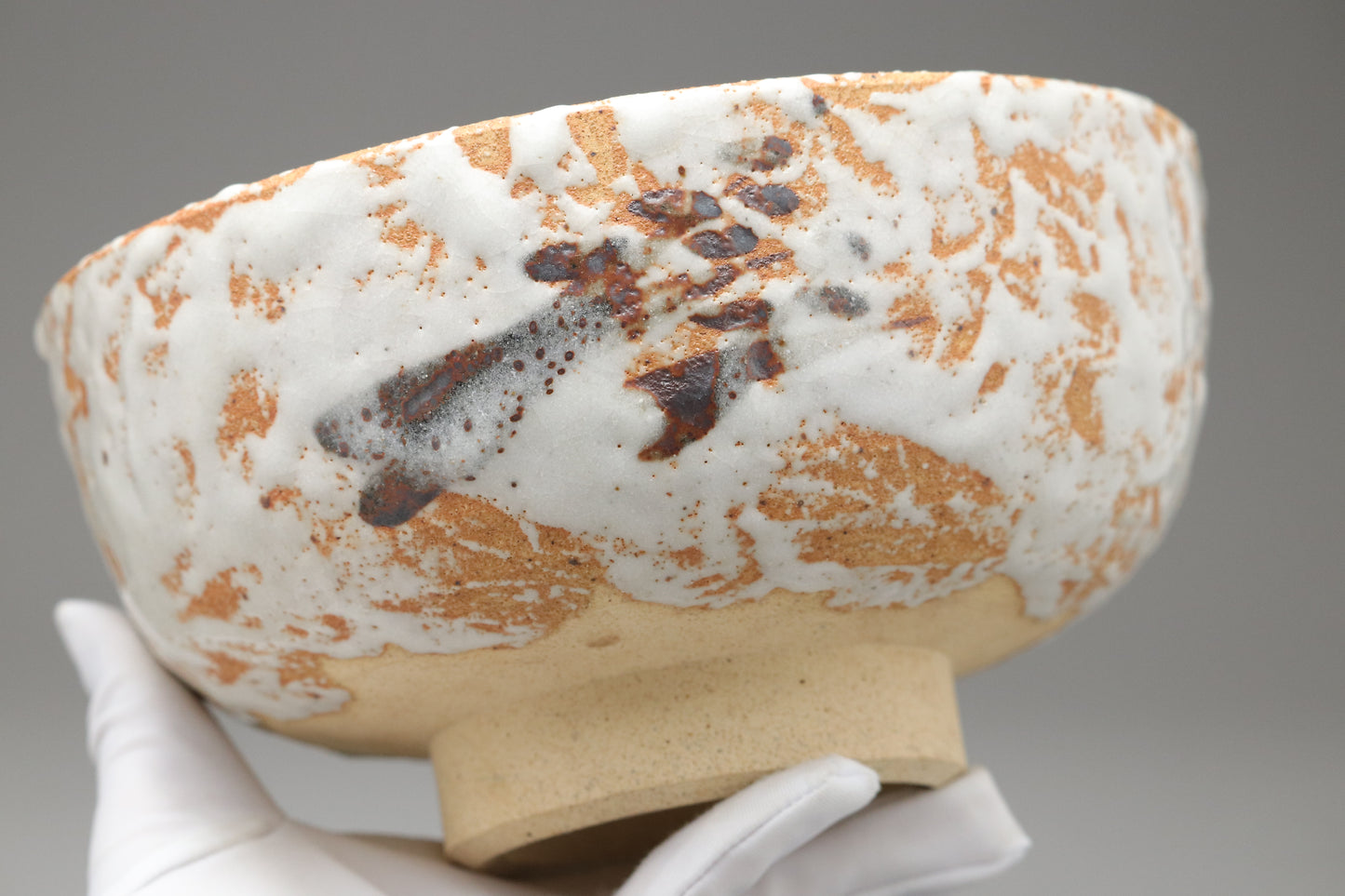 Large Japanese Mino Shino Pottery Bowl | Handmade Ceramic Serving Dish | Wabi Sabi White Glaze Stoneware | Rustic Kitchenware | Unique Gifts