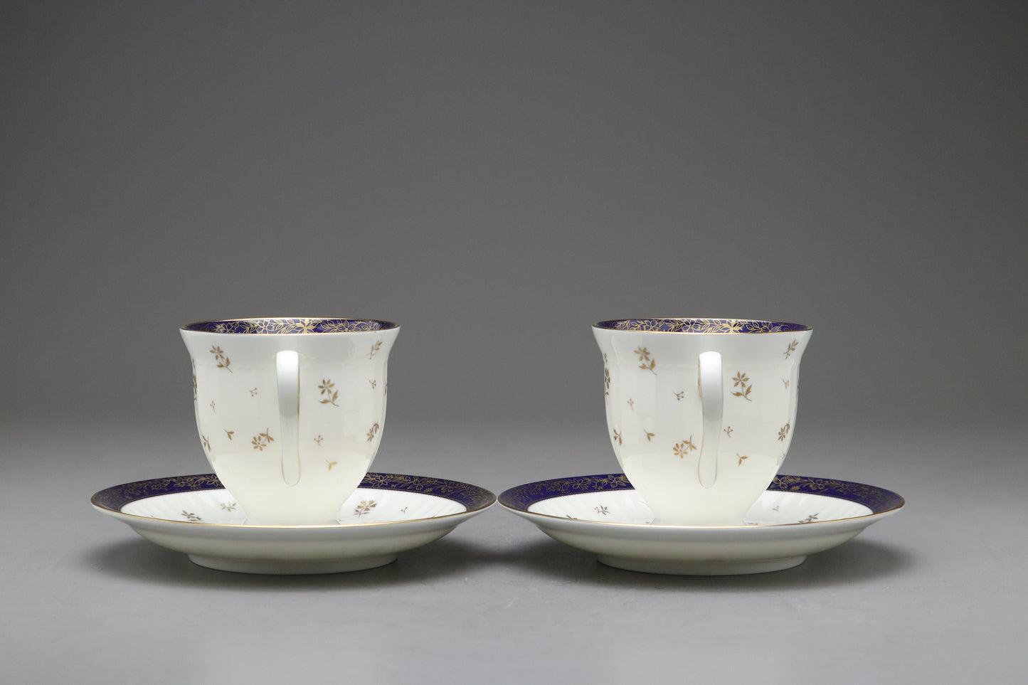 Vintage Narumi Bone China Tea Cup and Saucer Set of 2 | Cobalt Blue Gold Floral | Made in Japan | Elegant Teaware Gift | Fine Luxury Tea Set