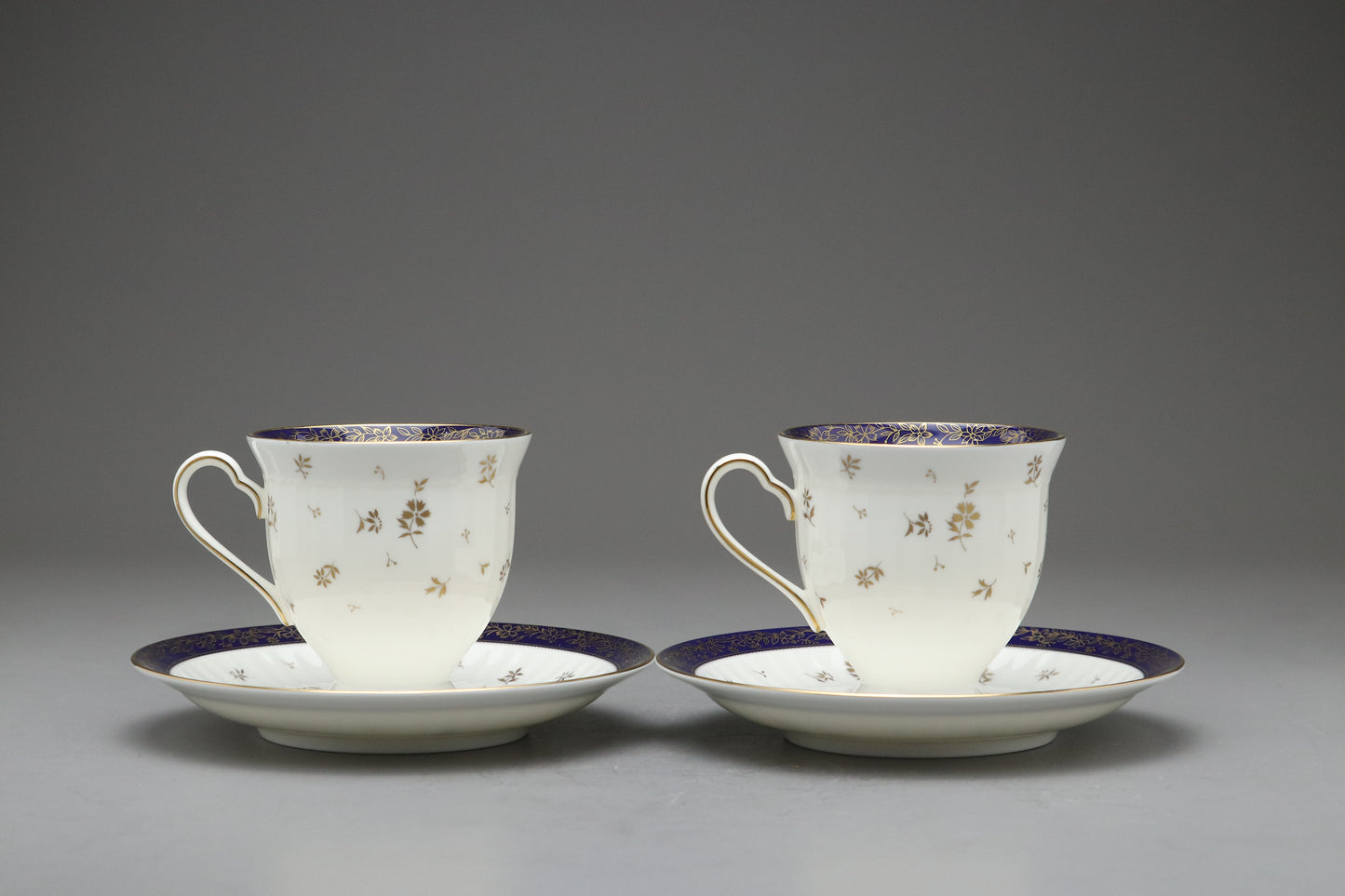 Vintage Narumi Bone China Tea Cup and Saucer Set of 2 | Cobalt Blue Gold Floral | Made in Japan | Elegant Teaware Gift | Fine Luxury Tea Set