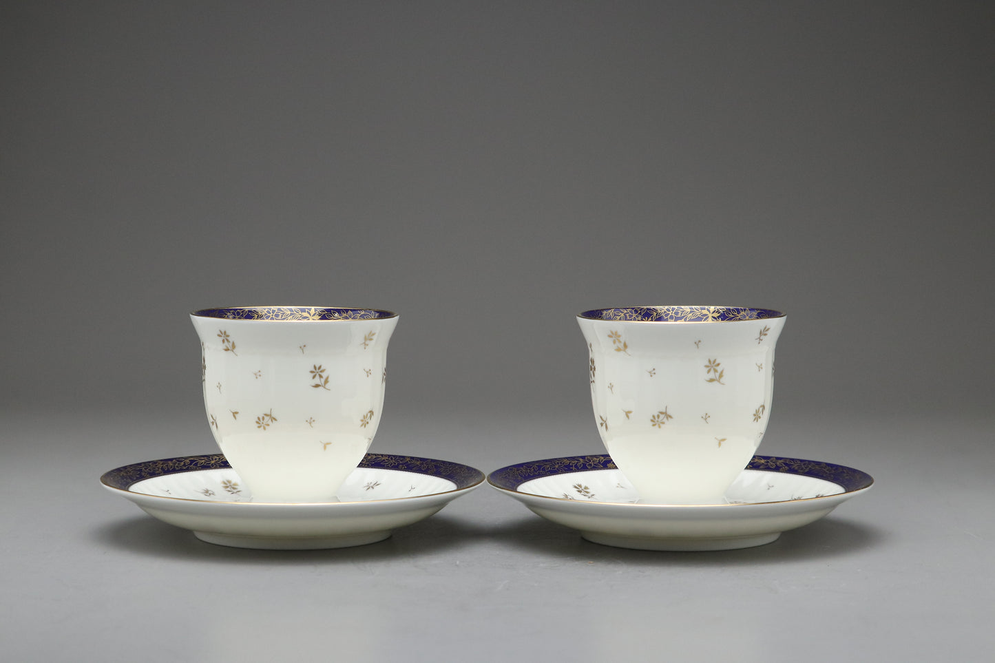 Vintage Narumi Bone China Tea Cup and Saucer Set of 2 | Cobalt Blue Gold Floral | Made in Japan | Elegant Teaware Gift | Fine Luxury Tea Set