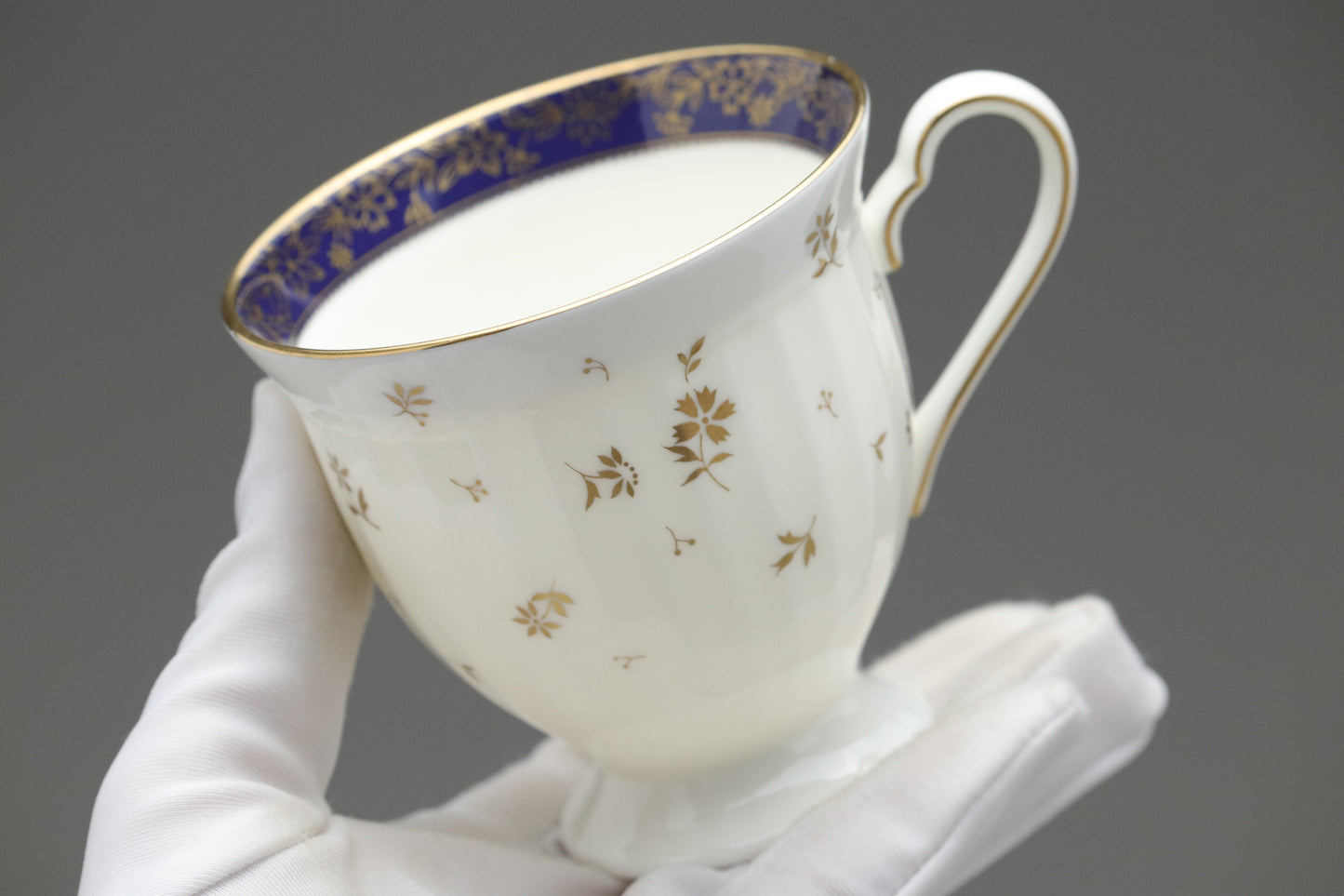 Vintage Narumi Bone China Tea Cup and Saucer Set of 2 | Cobalt Blue Gold Floral | Made in Japan | Elegant Teaware Gift | Fine Luxury Tea Set