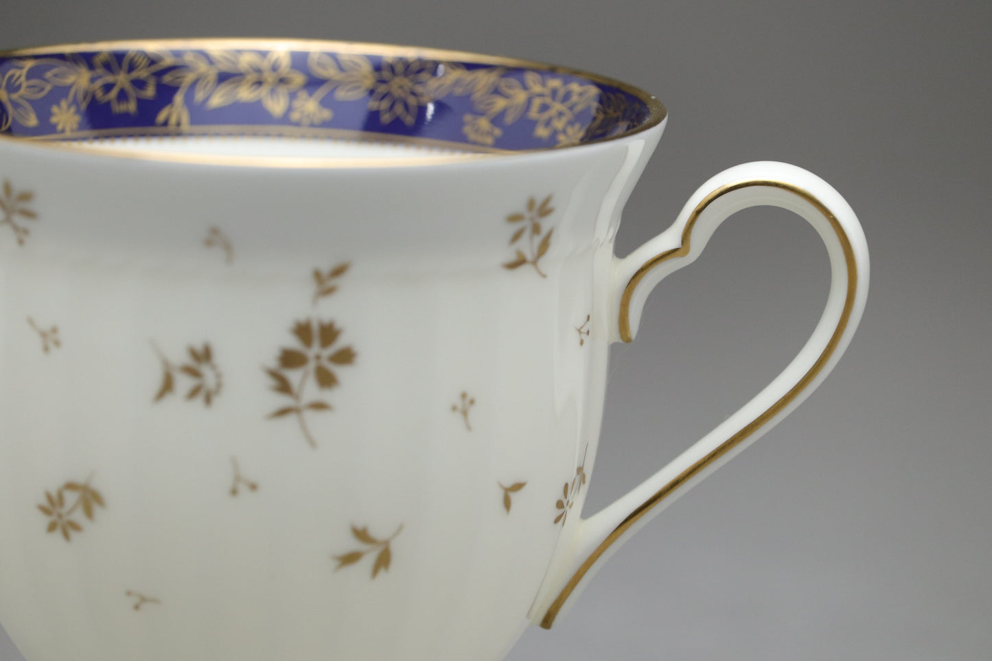 Vintage Narumi Bone China Tea Cup and Saucer Set of 2 | Cobalt Blue Gold Floral | Made in Japan | Elegant Teaware Gift | Fine Luxury Tea Set