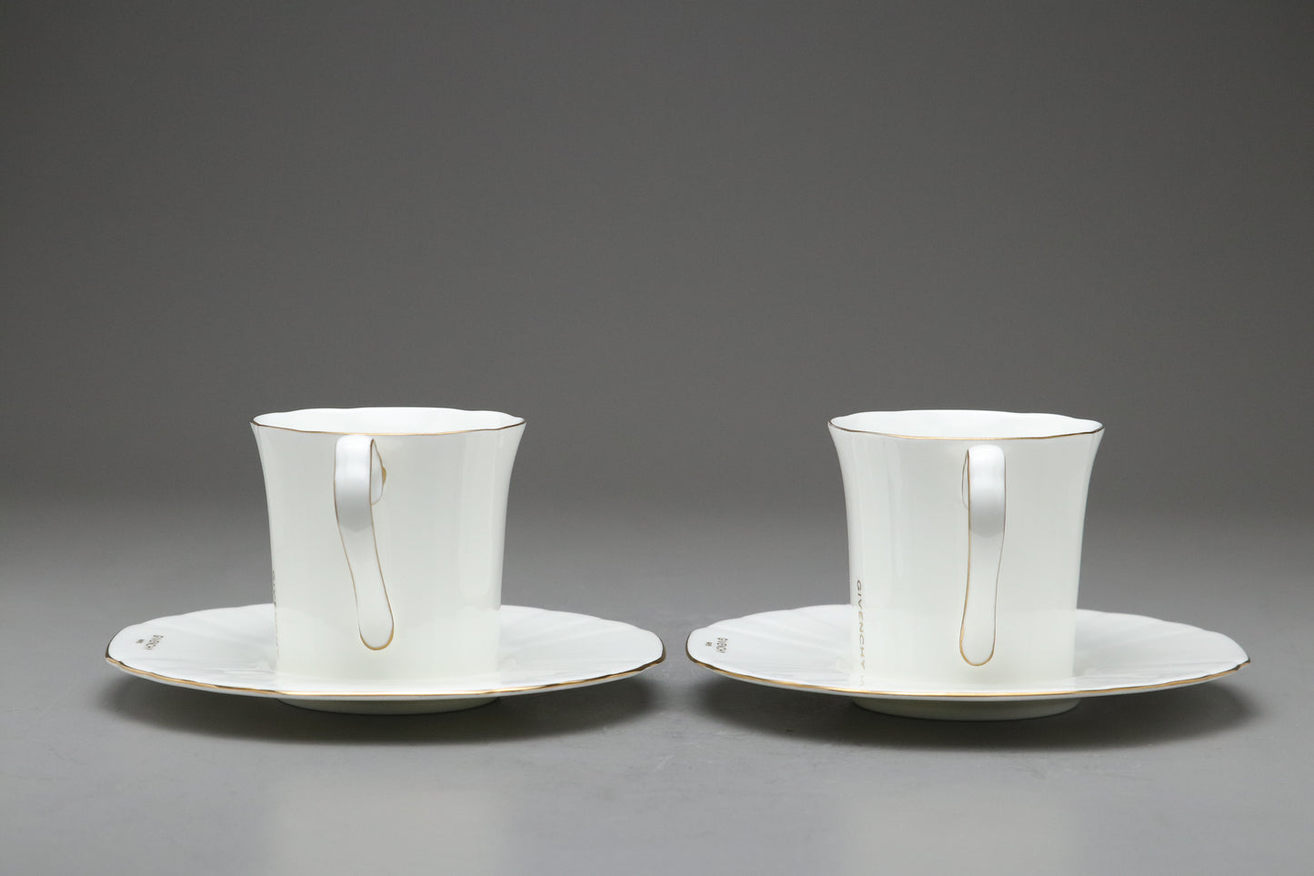 Givenchy Paris Bone China Cup and Saucer Set | Vintage White Gold Trim | Luxury Tea Coffee Mugs | French Designer Tableware | Chic Gift Idea