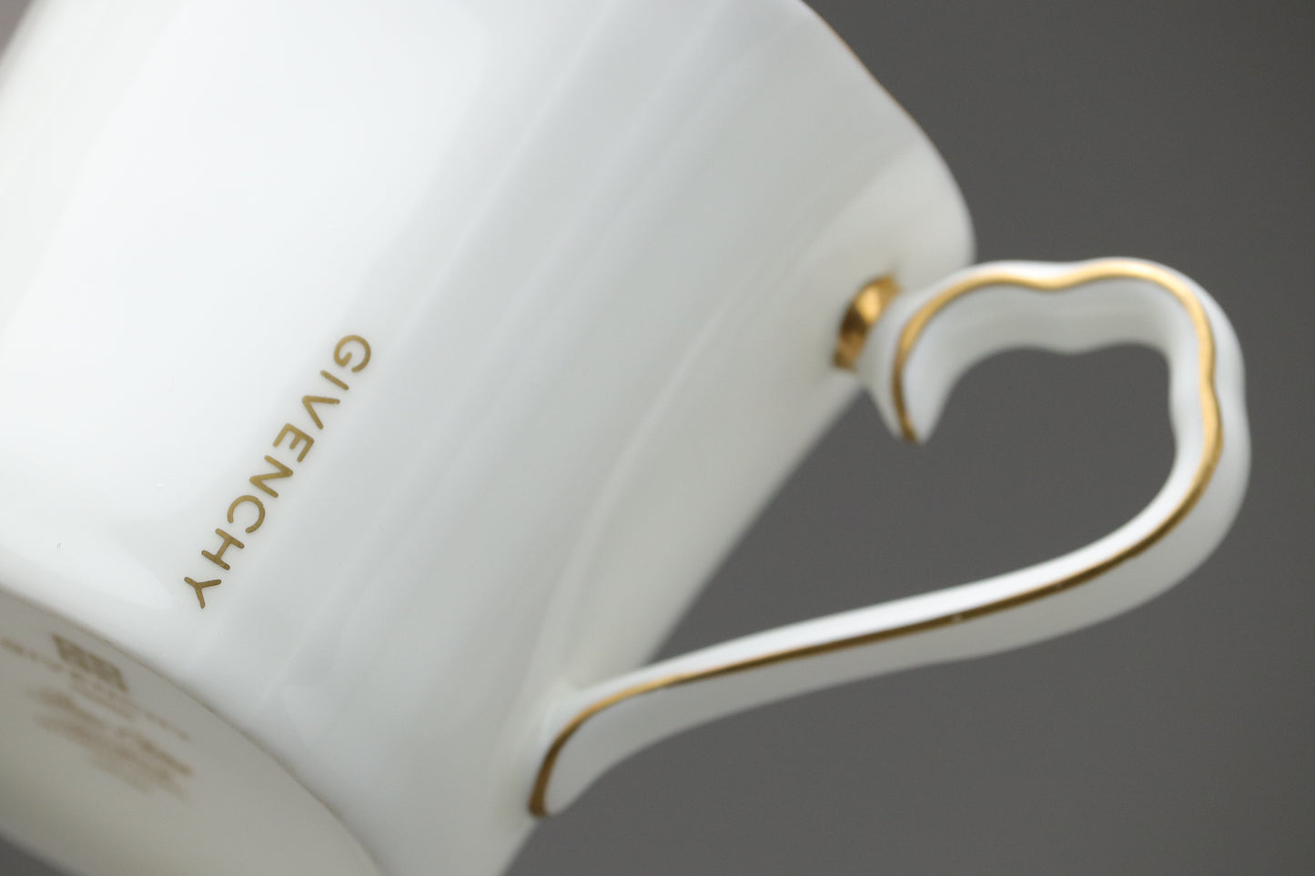 Givenchy Paris Bone China Cup and Saucer Set | Vintage White Gold Trim | Luxury Tea Coffee Mugs | French Designer Tableware | Chic Gift Idea