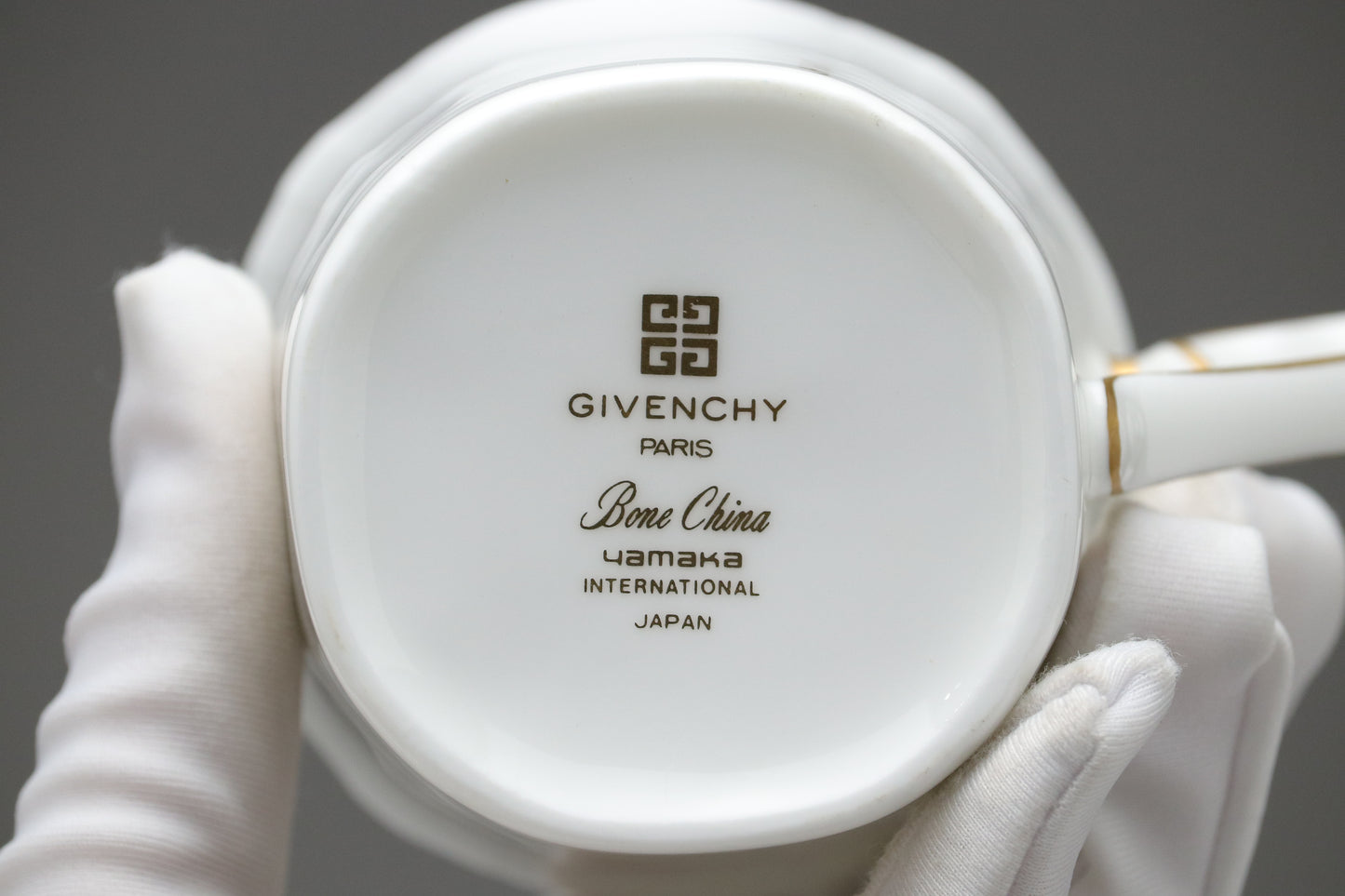 Givenchy Paris Bone China Cup and Saucer Set | Vintage White Gold Trim | Luxury Tea Coffee Mugs | French Designer Tableware | Chic Gift Idea