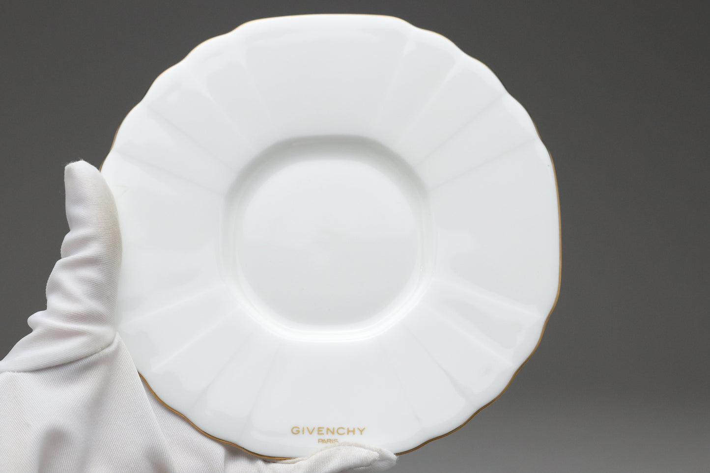 Givenchy Paris Bone China Cup and Saucer Set | Vintage White Gold Trim | Luxury Tea Coffee Mugs | French Designer Tableware | Chic Gift Idea