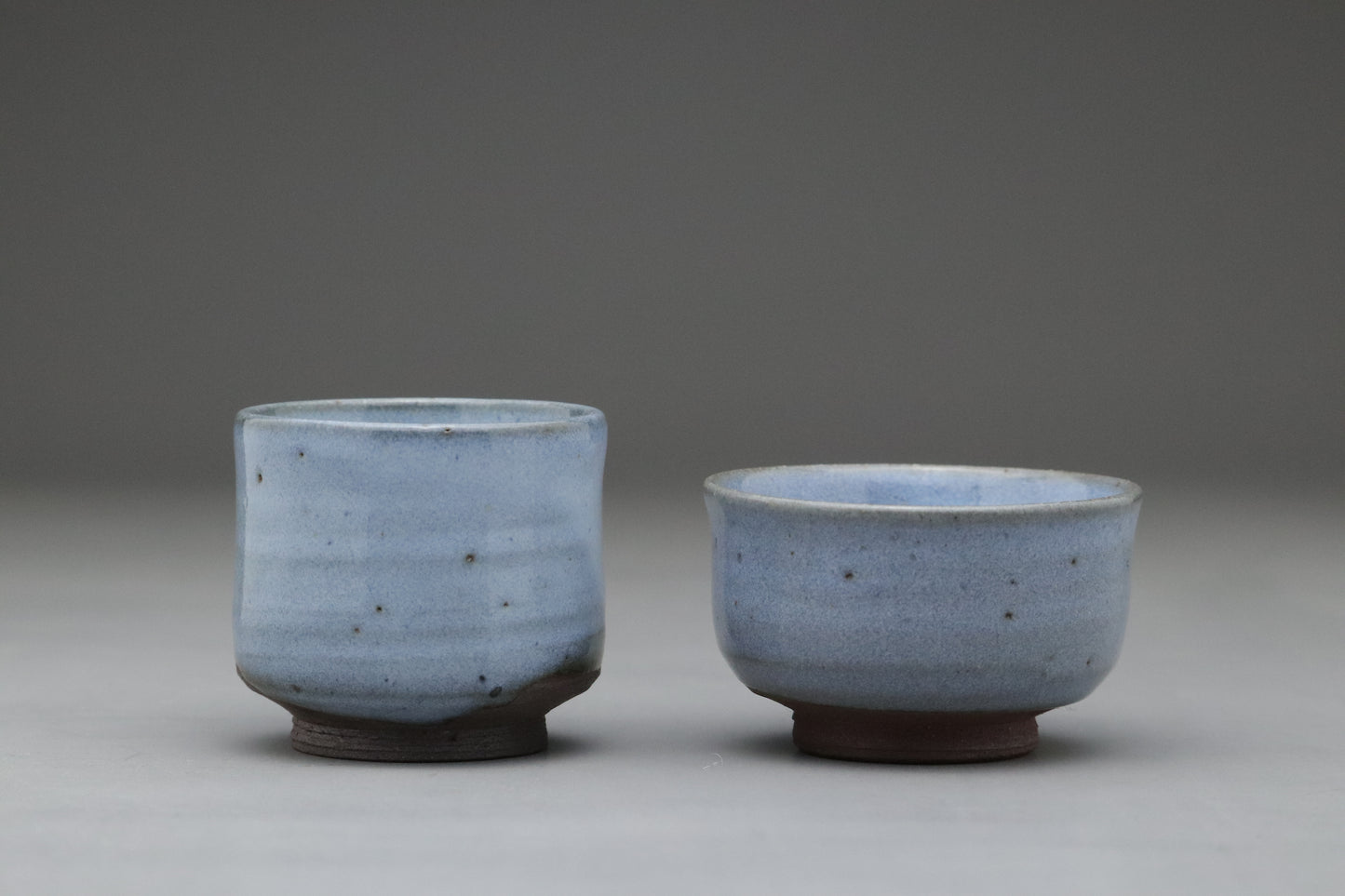 Japanese Pottery | Sake Cup Set of 2 | Blue Glaze Guinomi | Handmade Ceramic | Wabi Sabi Stoneware | Sake Lover Gift | Special Day Gift For