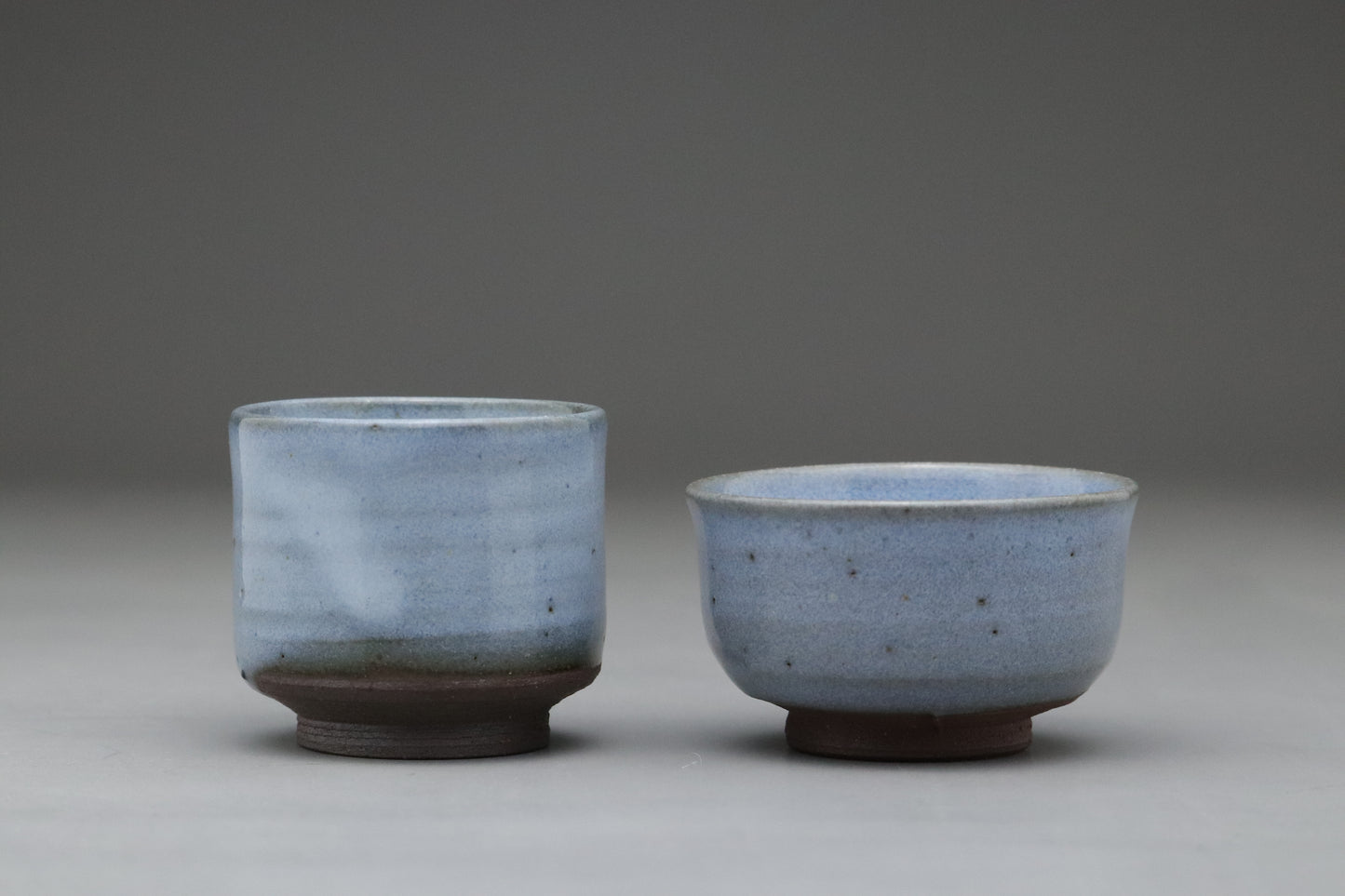 Japanese Pottery | Sake Cup Set of 2 | Blue Glaze Guinomi | Handmade Ceramic | Wabi Sabi Stoneware | Sake Lover Gift | Special Day Gift For