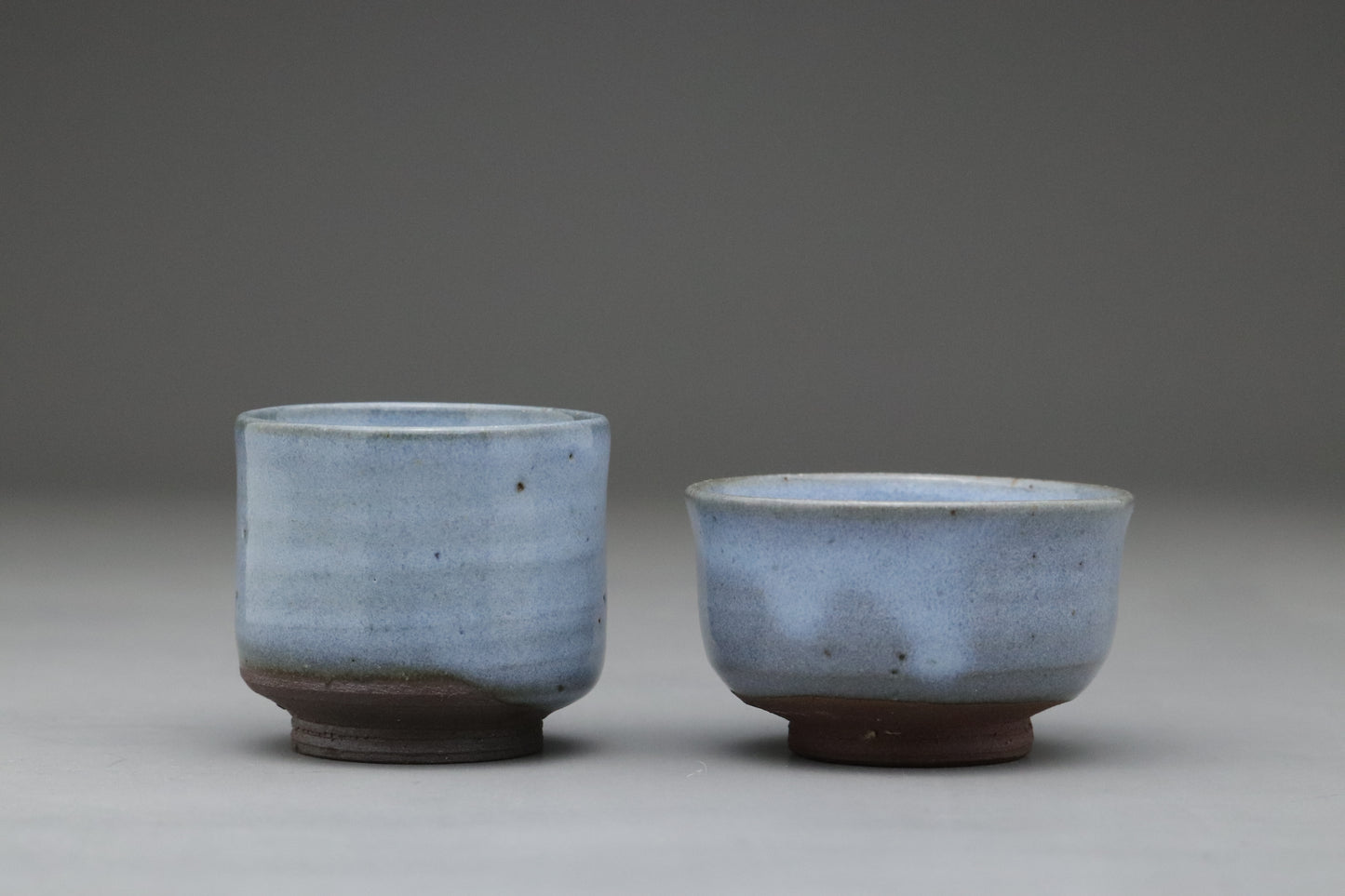 Japanese Pottery | Sake Cup Set of 2 | Blue Glaze Guinomi | Handmade Ceramic | Wabi Sabi Stoneware | Sake Lover Gift | Special Day Gift For