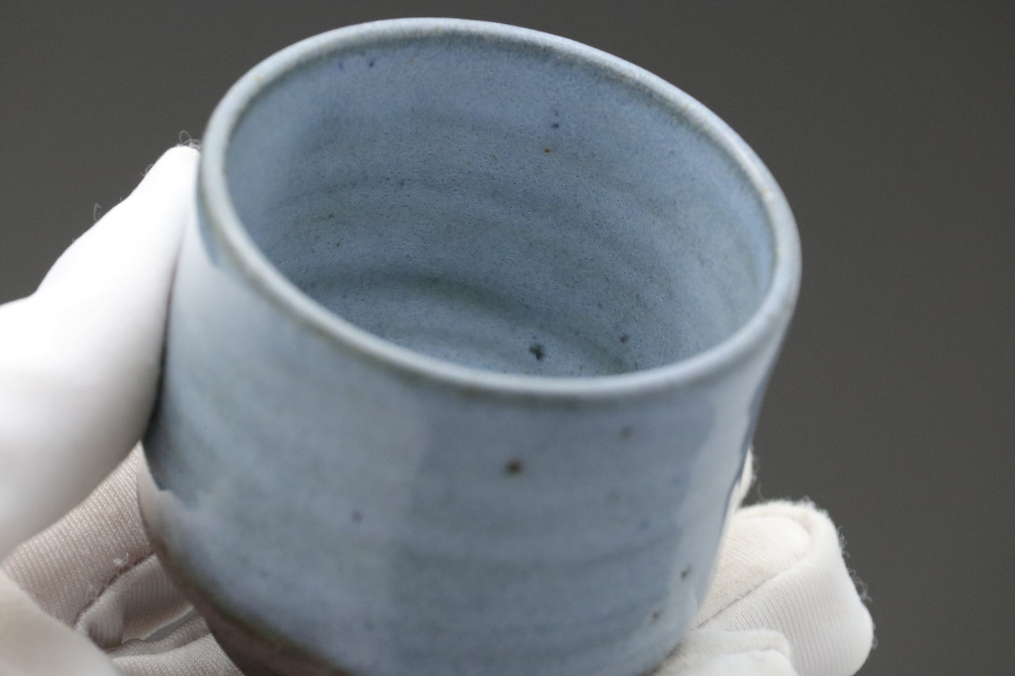 Japanese Pottery | Sake Cup Set of 2 | Blue Glaze Guinomi | Handmade Ceramic | Wabi Sabi Stoneware | Sake Lover Gift | Special Day Gift For