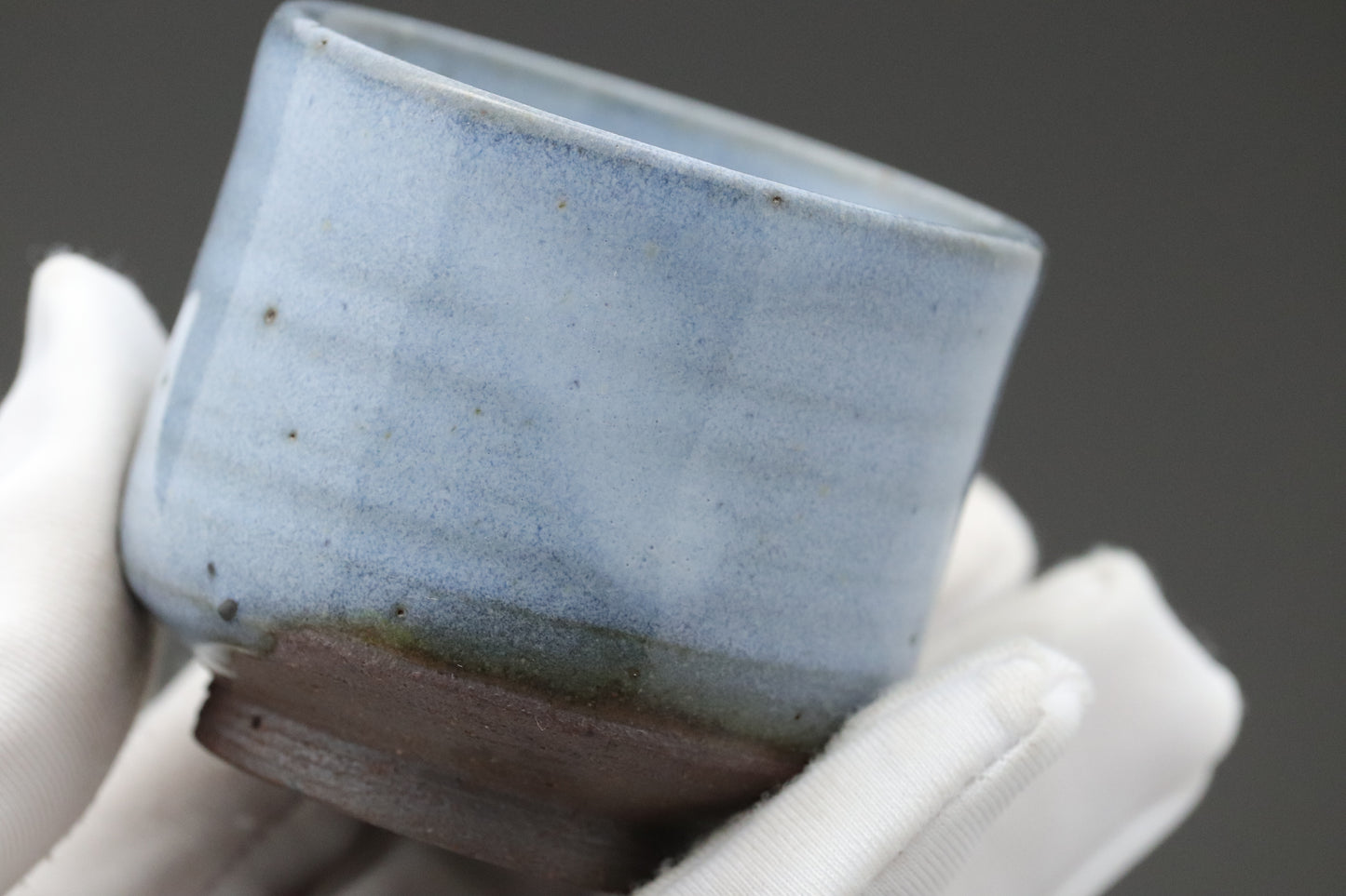 Japanese Pottery | Sake Cup Set of 2 | Blue Glaze Guinomi | Handmade Ceramic | Wabi Sabi Stoneware | Sake Lover Gift | Special Day Gift For