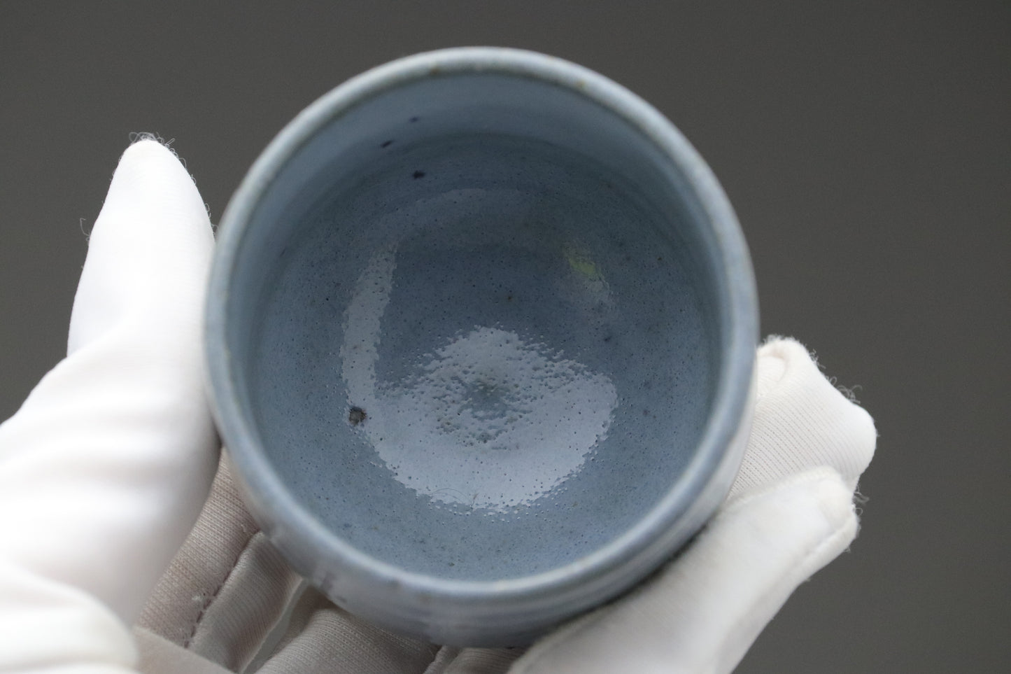 Japanese Pottery | Sake Cup Set of 2 | Blue Glaze Guinomi | Handmade Ceramic | Wabi Sabi Stoneware | Sake Lover Gift | Special Day Gift For