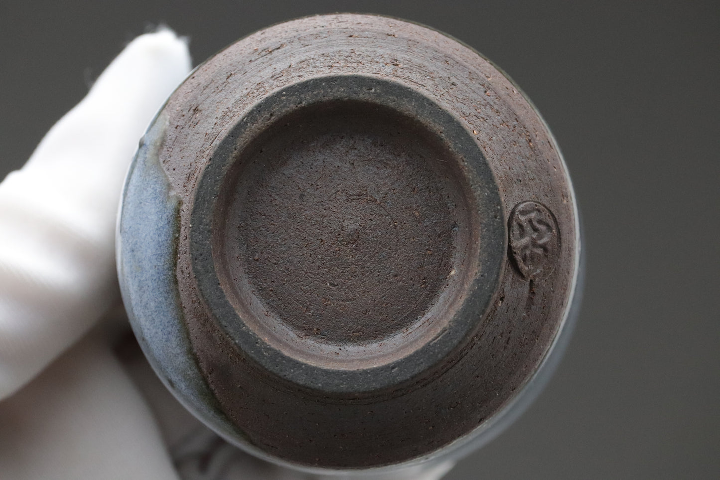 Japanese Pottery | Sake Cup Set of 2 | Blue Glaze Guinomi | Handmade Ceramic | Wabi Sabi Stoneware | Sake Lover Gift | Special Day Gift For