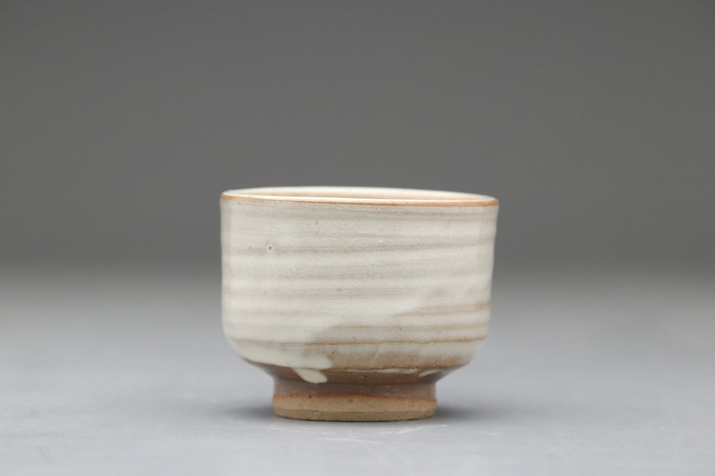 Japanese Sake Cup Ochoko | Miyajima Osunayaki | By Tosai | White Glaze Wabi Sabi Ceramic | Handmade Sake Gift | Aki Province Traditional Cups