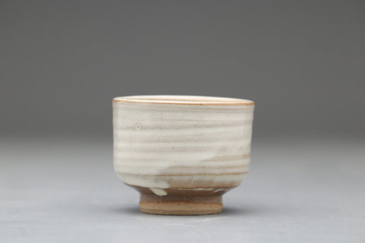 Japanese Sake Cup Ochoko | Miyajima Osunayaki | By Tosai | White Glaze Wabi Sabi Ceramic | Handmade Sake Gift | Aki Province Traditional Cups