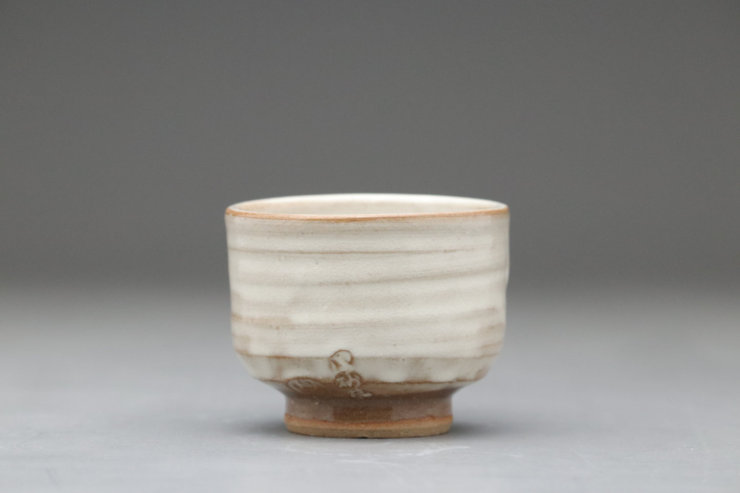 Japanese Sake Cup Ochoko | Miyajima Osunayaki | By Tosai | White Glaze Wabi Sabi Ceramic | Handmade Sake Gift | Aki Province Traditional Cups