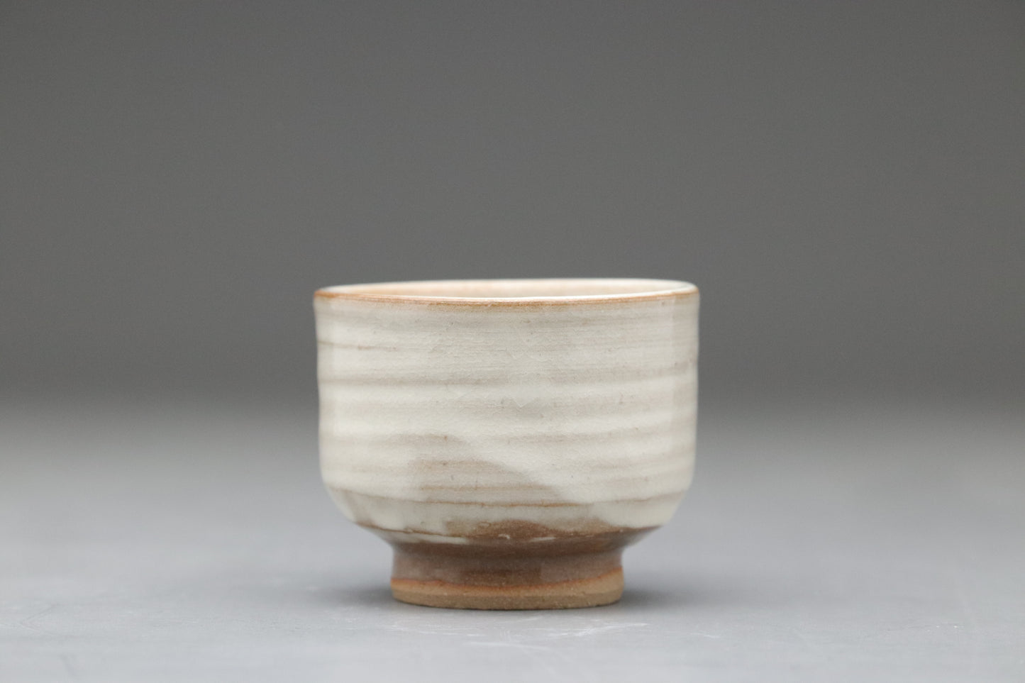 Japanese Sake Cup Ochoko | Miyajima Osunayaki | By Tosai | White Glaze Wabi Sabi Ceramic | Handmade Sake Gift | Aki Province Traditional Cups