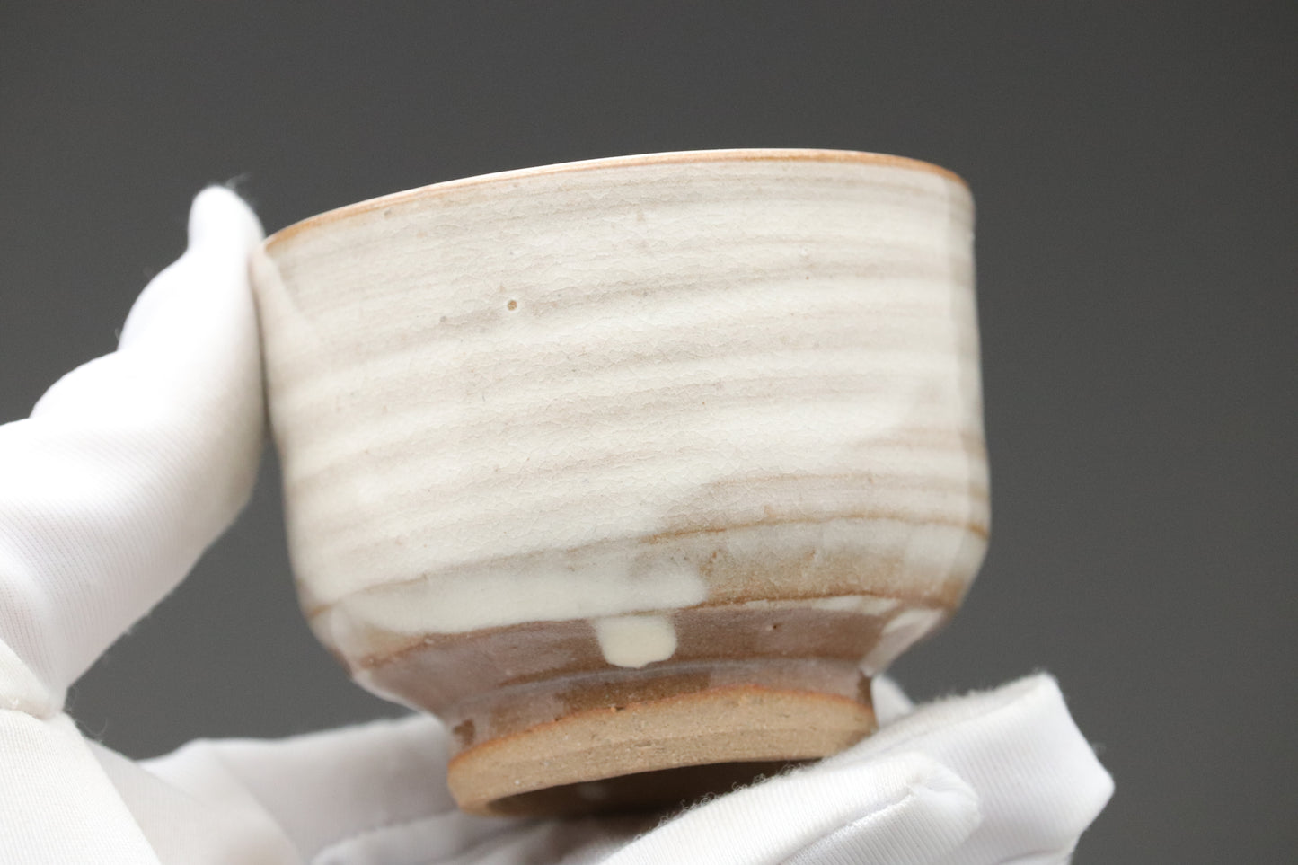 Japanese Sake Cup Ochoko | Miyajima Osunayaki | By Tosai | White Glaze Wabi Sabi Ceramic | Handmade Sake Gift | Aki Province Traditional Cups