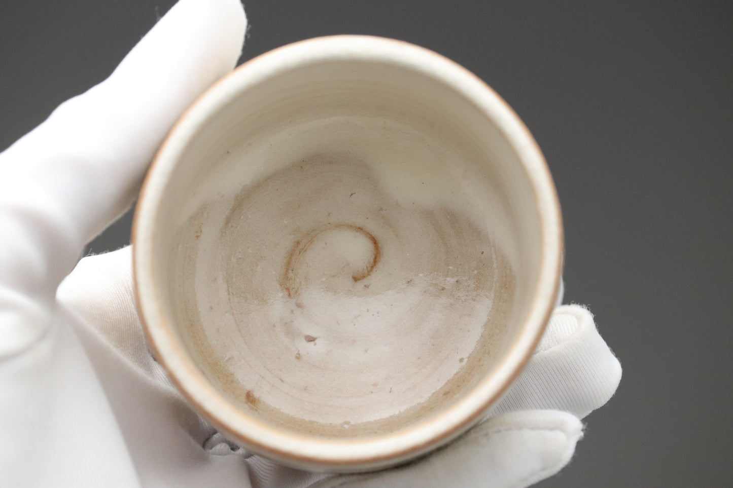 Japanese Sake Cup Ochoko | Miyajima Osunayaki | By Tosai | White Glaze Wabi Sabi Ceramic | Handmade Sake Gift | Aki Province Traditional Cups