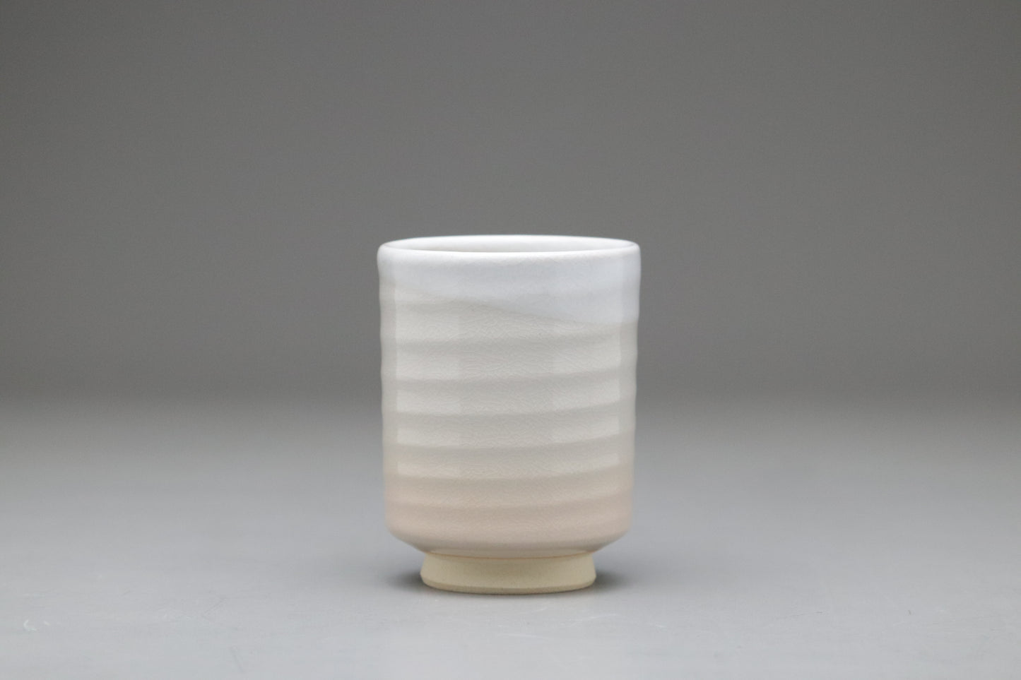 Hagi Ware Yunomi Tea Cup | White Crackle Glaze | Japanese Pottery | Handmade Pottery | Wabi Sabi Artisan Teaware | Cut Foot Stoneware Sipper