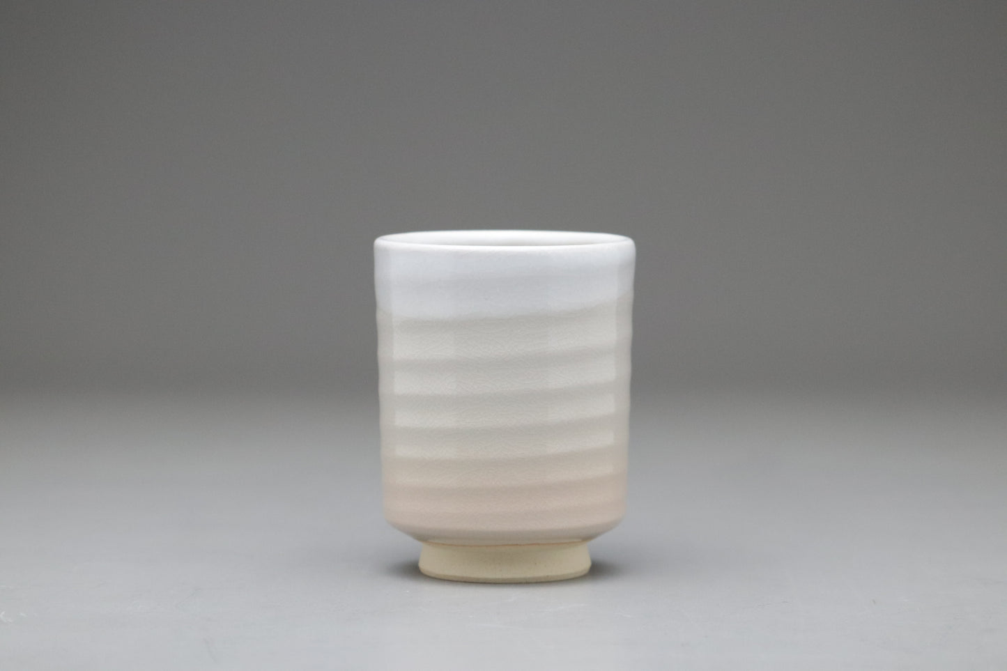 Hagi Ware Yunomi Tea Cup | White Crackle Glaze | Japanese Pottery | Handmade Pottery | Wabi Sabi Artisan Teaware | Cut Foot Stoneware Sipper
