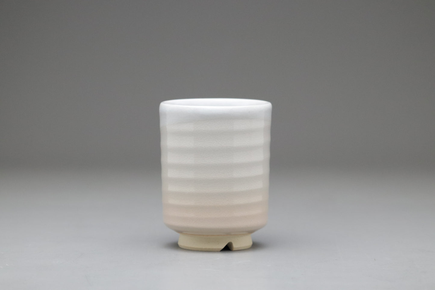 Hagi Ware Yunomi Tea Cup | White Crackle Glaze | Japanese Pottery | Handmade Pottery | Wabi Sabi Artisan Teaware | Cut Foot Stoneware Sipper