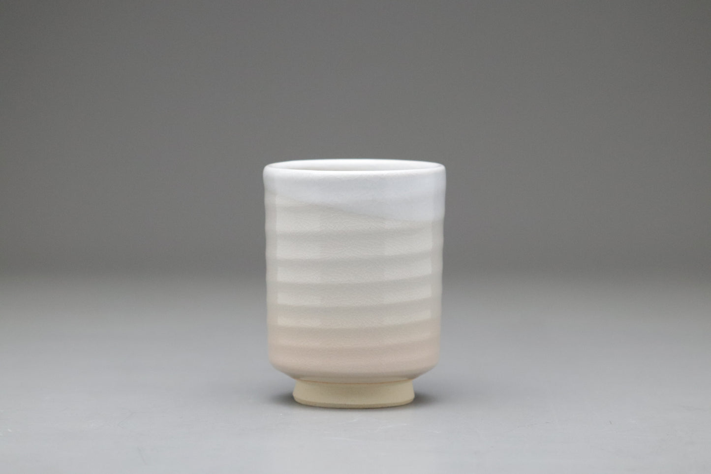 Hagi Ware Yunomi Tea Cup | White Crackle Glaze | Japanese Pottery | Handmade Pottery | Wabi Sabi Artisan Teaware | Cut Foot Stoneware Sipper