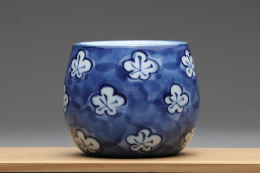 Vintage Arita Teacups Set of 5 | Gen-emon Kiln Japan | Hand-Painted Blue Flower Yunomi | Japanese Porcelain Tea Cups | Wabi-Sabi Decor