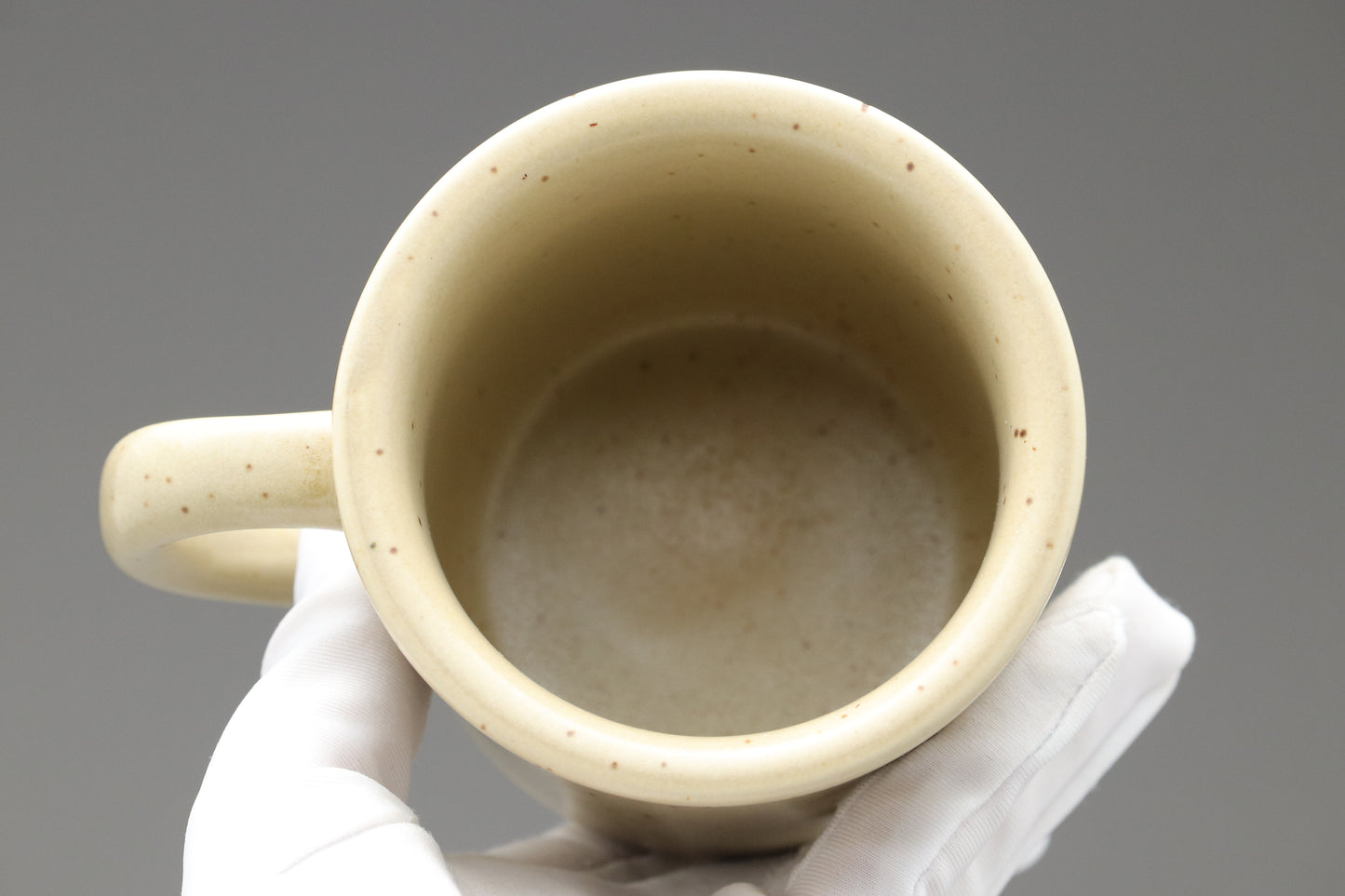 Takeshi Kaiko Festina Lente Mug Set | Japanese Ceramic Pottery | Rare Vintage Collectible | Coffee Cup Gift for Author Fans | Beige Speckled