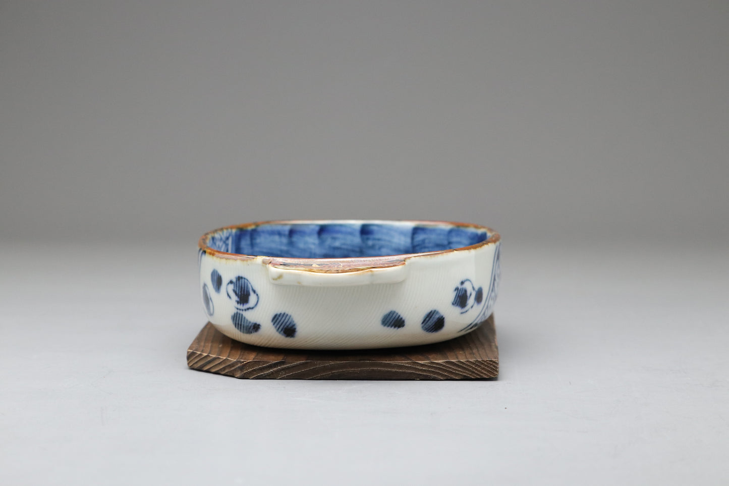 Seto Ware | Kinzan Kiln | Blue and White Ume Shonzui | Gratin Dish Set | Japanese Pottery | With Wood Trivets | Blue Floral Dish handpainted