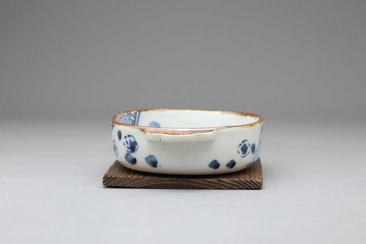 Seto Ware | Kinzan Kiln | Blue and White Ume Shonzui | Gratin Dish Set | Japanese Pottery | With Wood Trivets | Blue Floral Dish handpainted