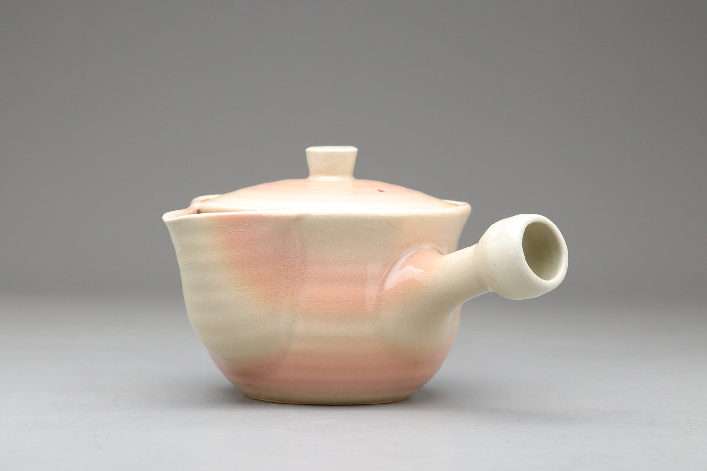 Japanese Hagi Ware Tea Set | Kyusu Teapot | 6 Yunomi Cups | Pink White Ombre | Vintage Pottery | With Original Wooden Box | Handmade Japan