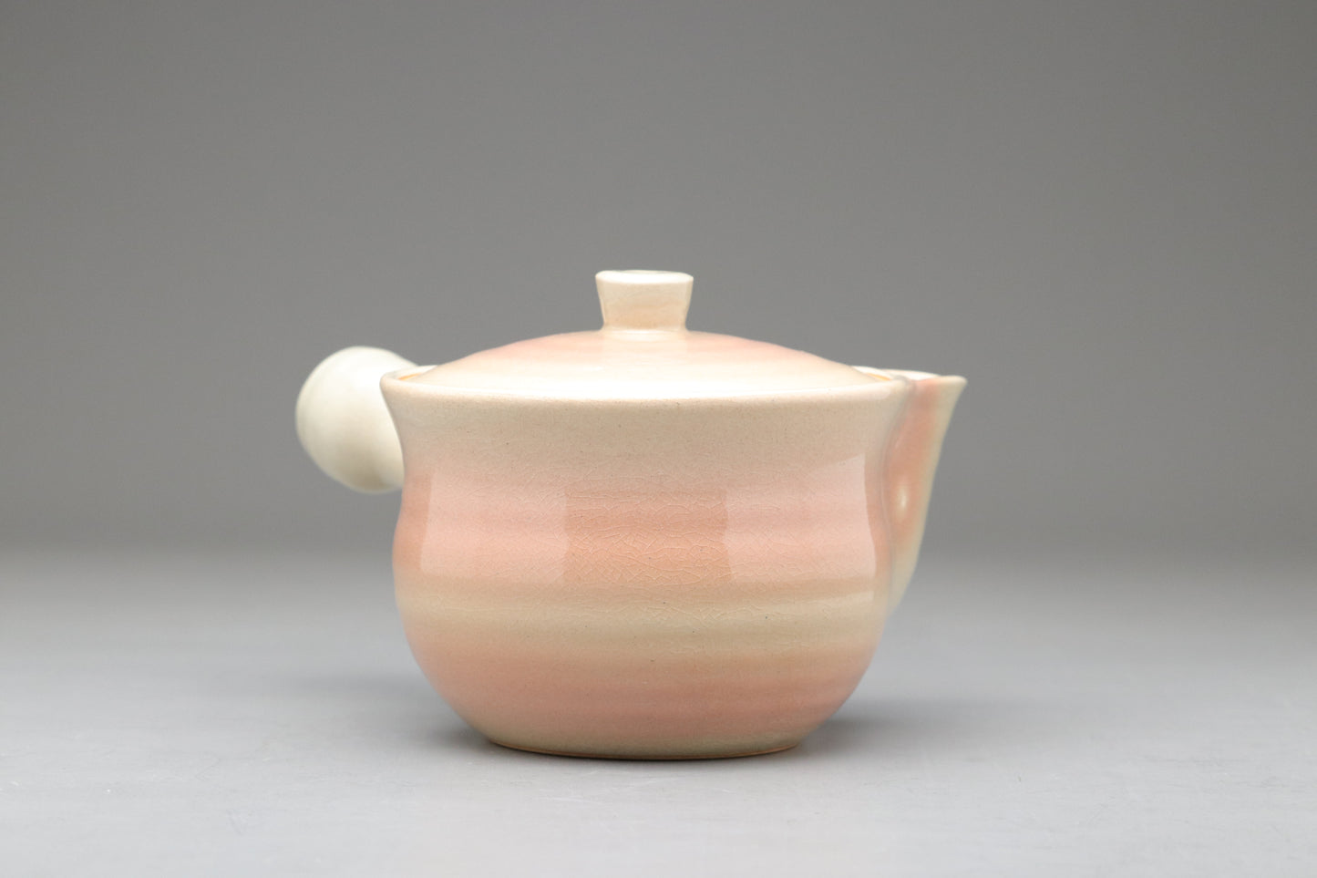 Japanese Hagi Ware Tea Set | Kyusu Teapot | 6 Yunomi Cups | Pink White Ombre | Vintage Pottery | With Original Wooden Box | Handmade Japan