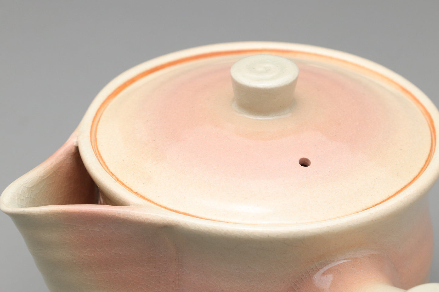 Japanese Hagi Ware Tea Set | Kyusu Teapot | 6 Yunomi Cups | Pink White Ombre | Vintage Pottery | With Original Wooden Box | Handmade Japan