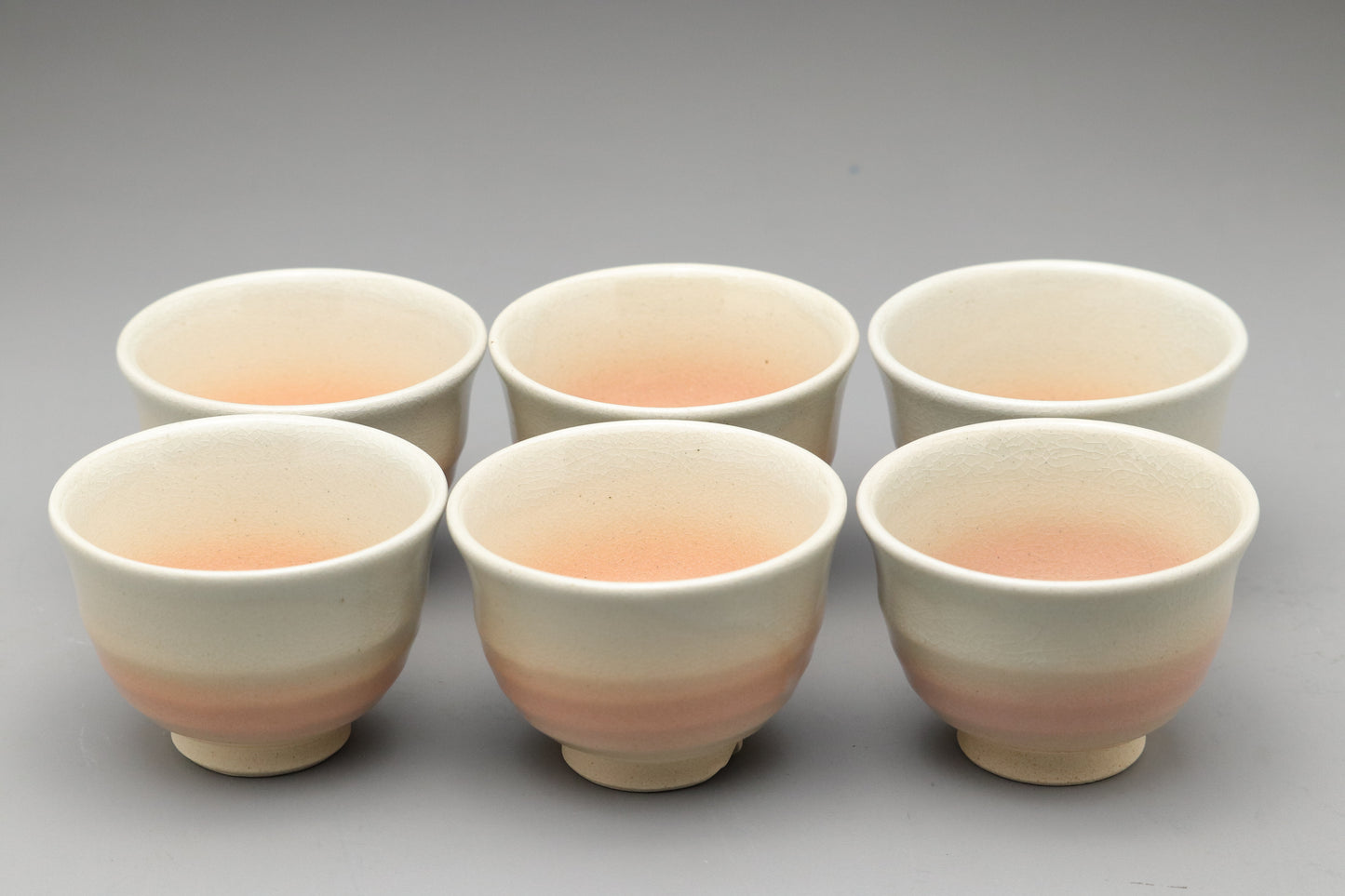 Japanese Hagi Ware Tea Set | Kyusu Teapot | 6 Yunomi Cups | Pink White Ombre | Vintage Pottery | With Original Wooden Box | Handmade Japan