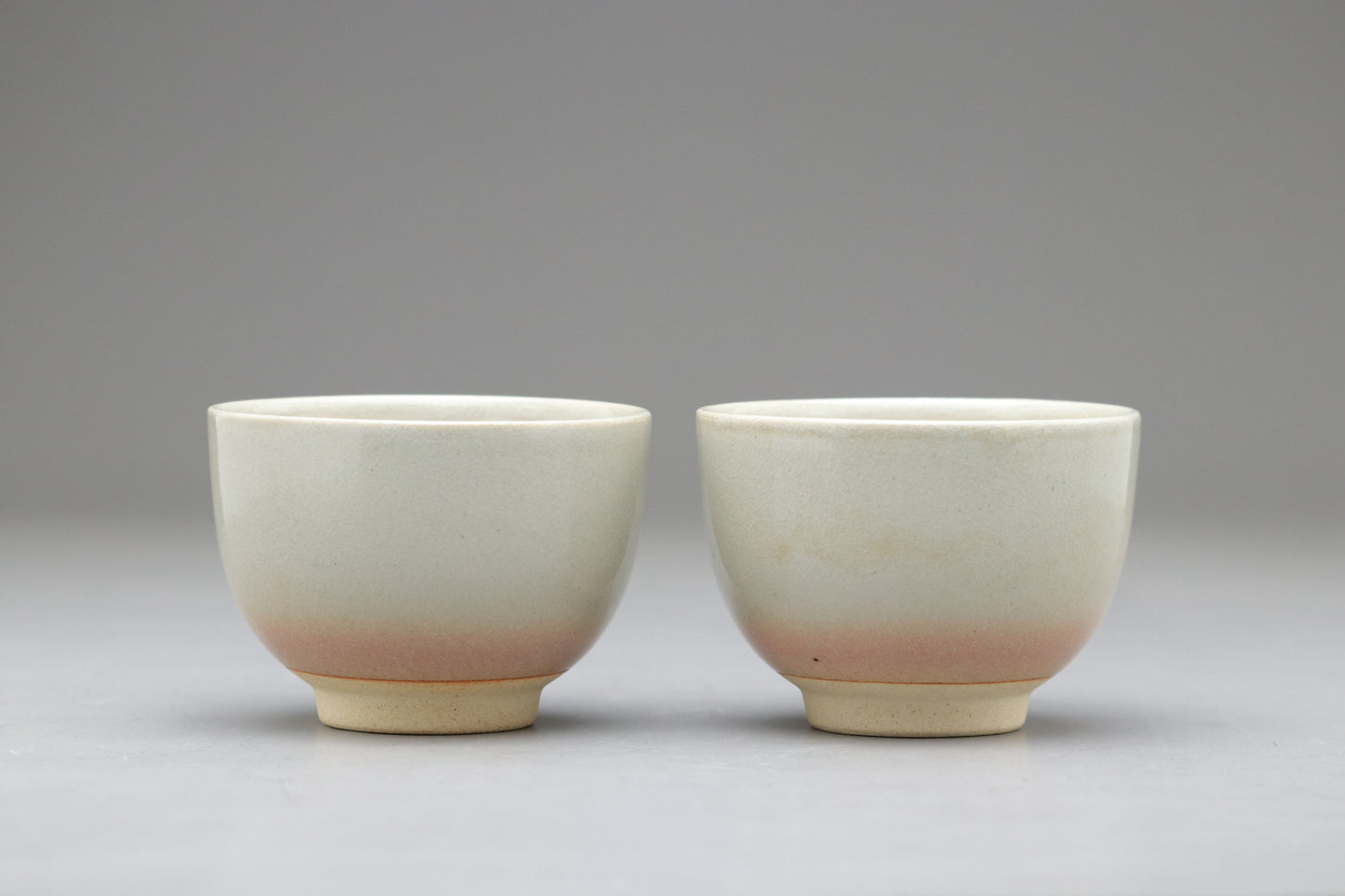 Japanese Tea Cups | Set of 2 | Pink and White | Gradient | Crackle Glaze | Handmade Pottery | Wabi Sabi | Yunomi Bowl | Tea Gift