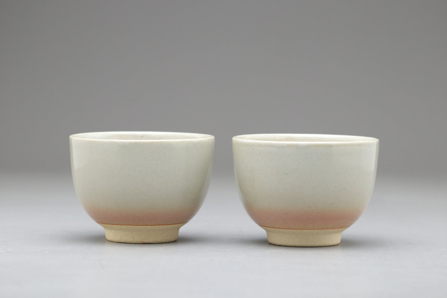 Japanese Tea Cups | Set of 2 | Pink and White | Gradient | Crackle Glaze | Handmade Pottery | Wabi Sabi | Yunomi Bowl | Tea Gift
